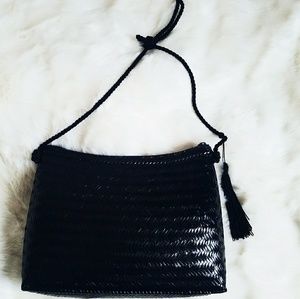 Vintage Black Straw Purse | Black Wicker Bag